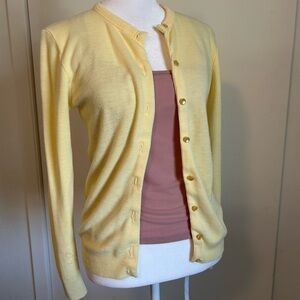 VINTAGE CARDI Yellow Women's Cardigan Sweater Small